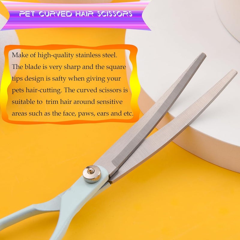 Fcysy Grooming Scissors for Dogs at Home, Professional Pet Grooming Kit Tijeras Para Cortar Pelo De Perros, Cat Grooming Scissors Curved Blending Shears Set for Pet Dog Cat Puppy - Image 5